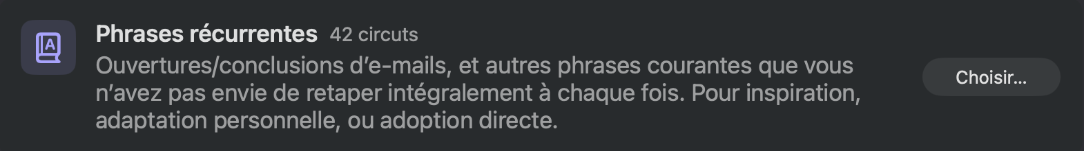 Phrases récurrentes